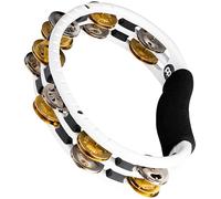 Meinl Percussion Recording Combo Tambourine - 2-Row Tambourine - With Curved Handle - ABS Plastic / Steel and Brass, White / Natural (TMT1M-WH)