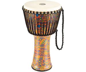 Meinl Percussion Rope Travel Djembe - Very Large Handdrum - With Goat Head - Diameter 14 Inches - Plastic, Multicoloured (PADJ2-XL-G)