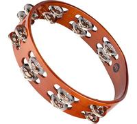 Meinl Percussion Traditional Wood Tambourine - 2-Row Tambourine - 10-inch Diameter - Siam Oak / Steel, Antique Brown / Nickel (TA2AB)