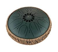 Sonic Energy Steel Tongue Drum - 10 Inch Octave Tank Tongue Drum in F Sharp Minor - For Meditation, Yoga, Percussion - Dark Green Coated Steel - Including Mallets and Bag (MOSTD4DG)
