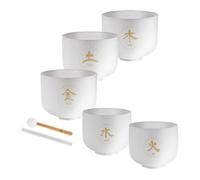 Meinl Sonic Energy Crystal Singing Bowls, Set of 5 - TCM Tuned Frosted Quartz with Mallets, Bag, O-Rings - for Meditation, Yoga, Sound Baths, Chakra Healing