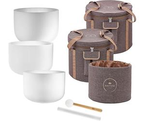 Meinl Sonic Energy Crystal Singing Bowls, Set of 3 - Frosted Quartz with Mallets, Bag, O-Rings - for Meditation, Yoga, Sound Baths, Chakra Healing