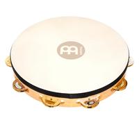 Meinl Percussion Traditional Headed Tambourine - With Goat Skin Head - 10-inch Diameter - Siam Oak / Steel and Brass, Natural (TAH1M-SNT)