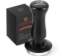 MEION Espresso Tamper 49mm Coffee Tamper, Calibrated Dual Spring Loaded Barista Tamper with Stainless Steel Base, Comes with aluminum storage pad (49MM, Black)