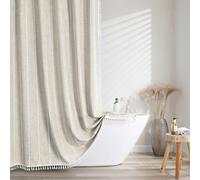 meioro Beige Shower Curtain, Mould Proof Mildew Resistant Waterproof Washable Polyeater Bathroom Curtains, 183x213cm Long Wet Room Curtains With 12 Hooks, Heavy Duty Curtain For Bathtubs Shower Stall