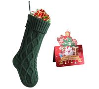meioro Christmas Stockings, 46cm Large Knit Christmas Stocking, Fireplace Hanging Stockings Holders for Kids Holiday Family Party Decoration, Knitted Xmas Stocks with Greeting Card (Green, 1 Pcs)