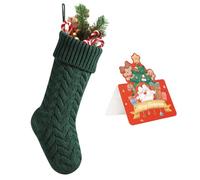 meioro Christmas Stockings with Greeting Card, 46cm/18in Large Size Cable Knit Christmas Stocking, Fireplace Hanging Xmas Stocking for Holiday Family Party Festival Decorations