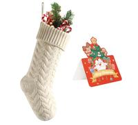 meioro Christmas Stockings with Greeting Card, 46cm/18in Large Size Cable Knit Christmas Stocking, Fireplace Hanging Xmas Stocking for Holiday Family Party Festival Decorations