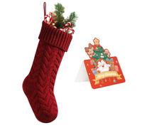 meioro Christmas Stockings with Greeting Card, 46cm/18in Large Size Cable Knit Christmas Stocking, Fireplace Hanging Xmas Stocking for Holiday Family Party Festival Decorations
