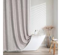 meioro Grey Shower Curtain, Mould Proof Mildew Resistant Waterproof Washable Polyeater Bathroom Curtains, 183x198cm Long Wet Room Curtains With 12 Hooks, Heavy Duty Curtain For Bathtubs Shower Stall