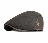 meioro Men's Cotton Newsboy Hat Tweed Flat Cap Adjustable Beret Hats Triangle Splicing Newsboy Cap Gatsby Cabbie Ivy Caps(Coffee)