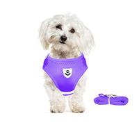 meioro No Pull Dog Harness,Reflective Adjustable Step-in Puppy Vest Harnesses with Soft Padded Mesh and Leash,Lightweight Escape Proof Pet Harness for Small Medium Dogs Cats (X-large, Purple)