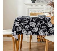 meioro Polyester Table Cloth Wipe Clean Tablecloth, 120x160cm Rectangle Water Resistant Tablecloths, Waterproof Decorative Leaf Table Cover Protector for Home Picnic Party Outdoor Decorations(Black)