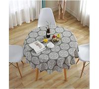 meioro Retro Grey Tablecloth Round Cotton Linen Table Cover Suitable for Indoor and Outdoor Use (Grey, 150 cm Diameter)