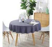 meioro Round Tablecloth Solid Color Tablecloths Tassel Table Cover Cotton Table Cover Multi-Purpose Indoor and Outdoor