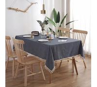 meioro Tablecloth Solid Color Tassel Tablecloths Rectangular Table Cloth Cotton Table Cover Multi-Purpose Indoor and Outdoor(Light Black,90×90cm)