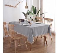 meioro Tablecloth Solid Color Tassel Tablecloths Rectangular Table Cloth Cotton Table Cover Multi-Purpose Indoor and Outdoor