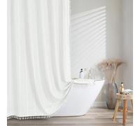 meioro White Shower Curtain, Mould Proof Mildew Resistant Waterproof Washable Polyeater Bathroom Curtains, 183x183cm Long Wet Room Curtains With 12 Hooks, Heavy Duty Curtain For Bathtubs Shower Stall