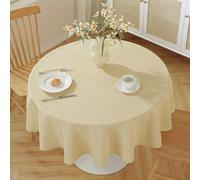meioro Wipe Clean Tablecloth Waterproof Table Cloth, Round Water Resistant Tablecloths, Decorative Polyester Table Cover Protector for Home Kitchen Party Indoor Decorations(Beige, Diameter 150cm)
