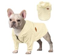 meioro Zipper Hooded Dog Sweater Pet Clothing Dog Cat Clothes Cute Pet Clothing Warm Hooded Winter Warm Puppy French Bulldog Pug (XXL, White)