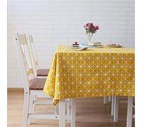 Meiosuns Table Cloth, Rectangular Tablecloth, Cotton Linen, Simple Twill Tablecloth, Suitable for Home Kitchen Decoration, Various Sizes, Fabric, yellow, 140 x 200 cm