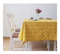 Meiosuns Table Cloth, Rectangular Tablecloth, Cotton Linen, Simple Twill Tablecloth, Suitable for Home Kitchen Decoration, Various Sizes, yellow, 90 x 90 cm