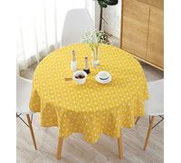 Meiosuns Table Cloth, Rectangular Tablecloth, Cotton Linen, Simple Twill Tablecloth, Suitable for Home Kitchen Decoration, Various Sizes, Cotton, yellow, Durchmesser 100 cm