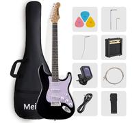 Meiou 39-Inch Electric Guitar Starter Kit ST Series-Complete starter kit with electric guitar, amp, strap, plectrum, tuner, strings, cable and guitar bag - Suitable for beginners（black）