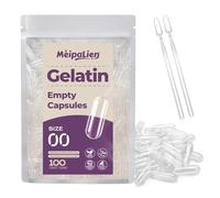MéipaLien Size 00 Empty Gelatin Capsules - 100 Count | Clear Empty Pill Capsules, Pure Bovine Gel Caps for DIY Supplements, Gluten Free & Non-GMO Certified
