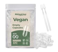 MéipaLien Size 00 Empty Vegan Capsules (100 Count), Clear Empty Pill Capsules, Plant Based Vegetarian Capsule for DIY Supplements - Kosher, Gluten Free, Non-GMO Certified