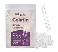 MéipaLien Size 000 Empty Gelatin Capsules - 200 Count | Clear Empty Pill Capsules, Pure Bovine Gel Caps for DIY Supplements, Gluten Free & Non-GMO Certified