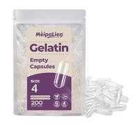 MéipaLien Size 4 Empty Gelatin Capsules - 200 Count | Clear Empty Pill Capsules, Pure Bovine Gel Caps for DIY Supplements, Gluten Free & Non-GMO Certified