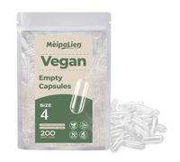 MéipaLien Size 4 Empty Vegan Capsules (200 Count), Clear Empty Pill Capsules, Plant Based Vegetarian Capsule for DIY Supplements - Kosher, Gluten Free, Non-GMO Certified