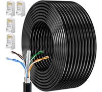 MEIPEK 15m Cat 6 Ethernet Cable High Speed Internet Cable 15 Meters | External Bulk FTP 23AWG Lan Network Shielded Black, for Router Modem, Compatible with Cat 7/Cat 8/Cat 6a