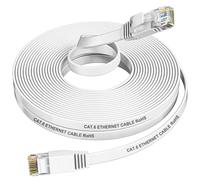 MEIPEK Cat 6 Ethernet Cable 15m High Speed Flat LAN Cable 15m, Pure Copper Core Gigabit RJ45 Internet Cable, 1000Mbps 250MHz Broadband Network Patch Cord for Router Modem Switch (15 Clips)
