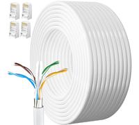 MEIPEK Ethernet Cable 15m, Cat 6 External Bulk Internet Cable 15 Meters FTP 23AWG Lan Cable Extra Long High Speed Network Cable Shielded Rj45 Cable White Patch Cable