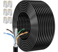 MEIPEK Ethernet Cable 25m Cat 6 Extra Long Lan Internet Cable 25 Meters | High Speed FTP Shielded 23AWG External Bulk Gigabit Network Cable Black for Router Modem, Compatible with Cat 7/Cat 8/Cat 6a