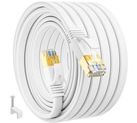 MEIPEK Ethernet Cable 30m Cat 7, Long Internet Cable 30 Meters Cat7 Flat High Speed Lan Cable 600MHz 10Gbps Slim White Fast Network Cable Rj45 Patch Cable for Router Modem