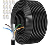 MEIPEK Ethernet Cable 60m Cat 6 Bulk Shielded Internet Cable 60 Meters | FTP 23AWG External Extra Long High Speed Rj45 Lan Network Black for Router Modem, Compatible with Cat 7/Cat 8/Cat 6a