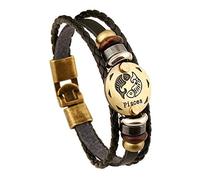 MeiPing zodiac constellation charms leather bracelet astrology, One Size, Leather, gem