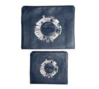 Meir Cohen Matching Tallit and Tefillin Bags, Embroidered Blue Faux Leather Jerusalem Design