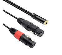 MEIRIYFA 0.3M Dual XLR to 3.5mm Jack Microphone Cable - 1/8 Female to Dual XLR Female Adapter - Compatible with Phones, iPod, MP3 Player, Laptop, Mixing Console, Speaker