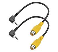 MEIRIYFA 2.5mm to RCA Video Cable 90 Degree Angle 2.5mm TRRS Male Plug to RCA Female AV Input Conventer Adapter for Speakers, GPS, Dash Cam, Backup Camera (0.2M, 2PCS)