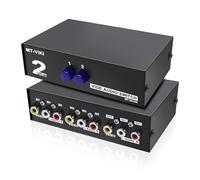 MEIRIYFA 2 Way AV RCA Switcher Splitter 2 in 1 Out, 2 Port AV RCA Switch 2-in-1 Composite Video L/R Audio Switcher Selector Box for DVD Player, Game Consoles TV Monitor Projector