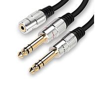 MEIRIYFA 3.5mm 1/8 TRS Stereo Female to Dual 6.35mm 1/4 TRS Male Y Splitter Cable, 3.5mm Female TRS to 2x 6.35mm Male TRS Stereo Audio Adapter Cable - 0.5M