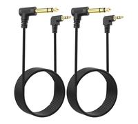 MEIRIYFA 3.5mm to 6.35mm Audio Cable, Gold Plated 3.5mm 1/8 inch Male TRS to 6.35mm 1/4 inch Male TRS Right Angle Stereo Audio Cable for Guitar Laptop Home Theater Smartphone Amplifier (2PCS, 1.8M)