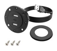 MEIRIYFA 3-in-1 Desktop Power Embedded Charger USB/Type C Desktop Station Mounts Charging Dual USB Multifunctional Desk USB Hub with 6.56 FT Power Cord for Bedside Table, Desks, Furniture