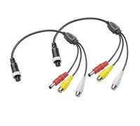 MEIRIYFA 4 Pin Aviation Female to RCA Plug Audio Video Cable, 2Pack M12 4 Pin Female to Dual 2 RCA Female + DC 5.5x2.1mm Male Waterproof Extension Cable for Car Backup Camera CCTV System - 43CM