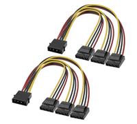 MEIRIYFA 4 Pin IDE Power Supply Y Splitter Cable, LP4 IDE 4 Pin Male to 3 Female Adapter Extension Cable for Computer IDE Hard Drives (2Pack, 20cm)