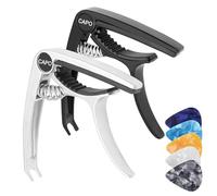 MEIRIYFA 6-String Guitar Capo for Acoustic & Electric Ukulele Guitar Tuner Clip Clamp Accessories with 5pcs Celluloid Guitar Picks for Banjo, Mandolin, Bass 2PCS